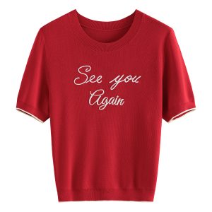 Letter Print Crew Neck T-Shirt, Casual Short Sleeve T-Shirt For Spring & Summer, Women's Clothing