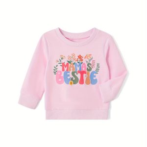 Family Matching Autumn Sweatshirt Parent-child Long Sleeve Crewneck Letter Flower Print Pullover